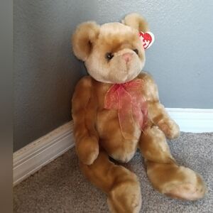Classic Ty Vintage Plush Teddy Bear With Red Bow Yesterbear 1999